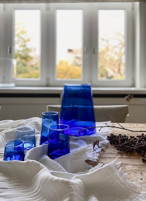 Beldi vaas mondgeblazen in gerecycleerd glas - Koningsblauw