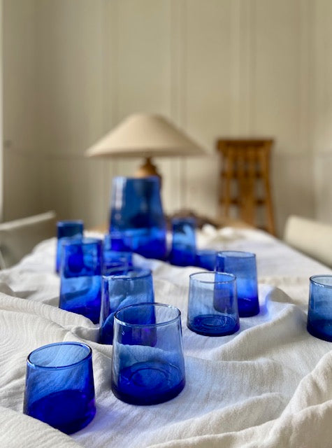 Set van 6 Marokkaanse glazen El Jadida - Koningsblauw